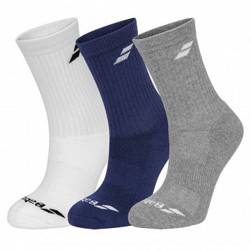 Babolat Socks 3P White / Dark Blue / Grey